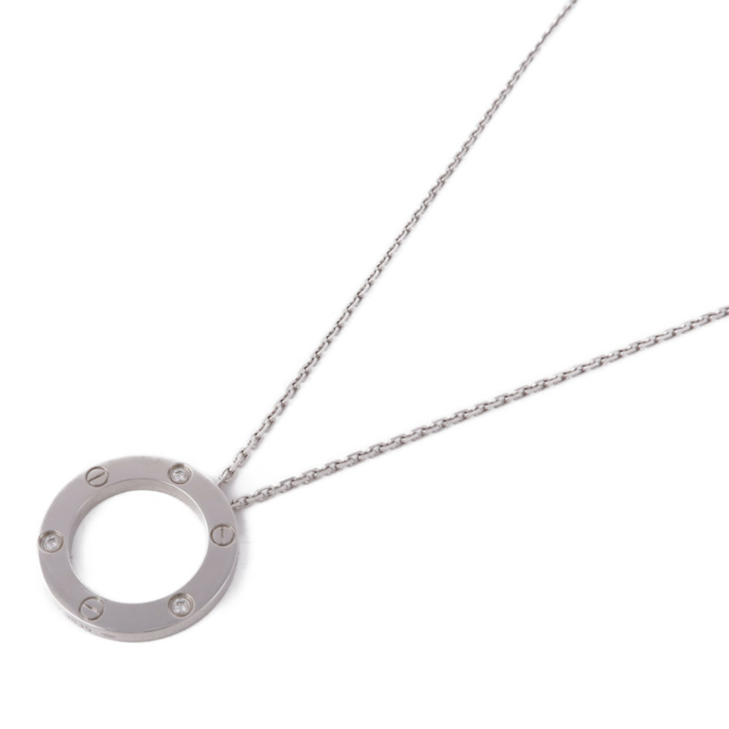 CARTIER 18K白金Love Diamond Necklace鑽石項鍊-3
