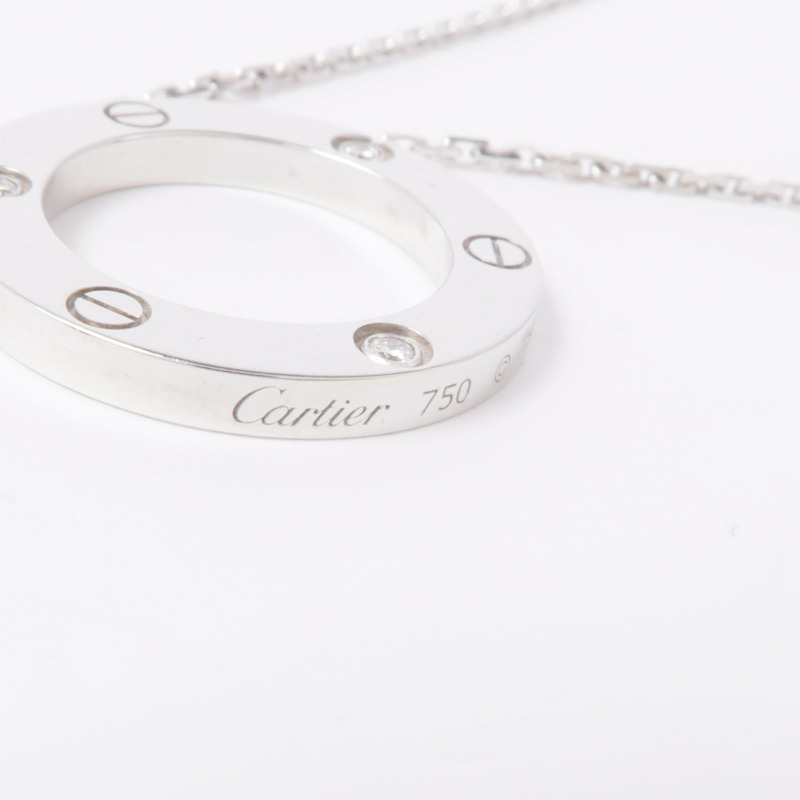 CARTIER 18K白金Love Diamond Necklace鑽石項鍊-4
