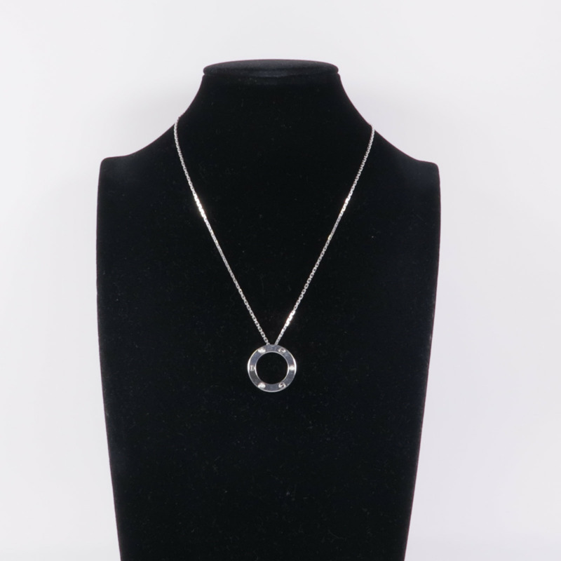 CARTIER 18K白金Love Diamond Necklace鑽石項鍊-9