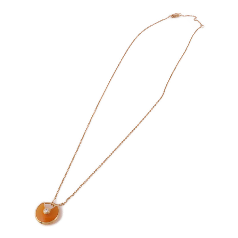 CARTIER 18K玫瑰金Amulette De Cartier XS紅翡翠/鑽石項鍊-2
