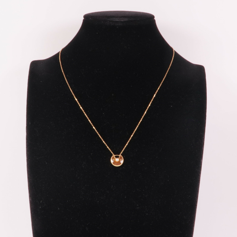 CARTIER 18K玫瑰金Amulette De Cartier XS紅翡翠/鑽石項鍊-7