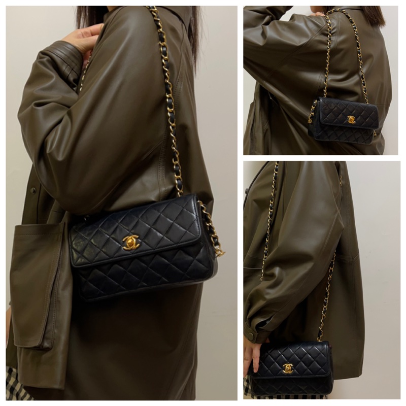 Vintage Chanel classic 19 cm flap bag 中古香奈兒豆豆迷你肩背包-18