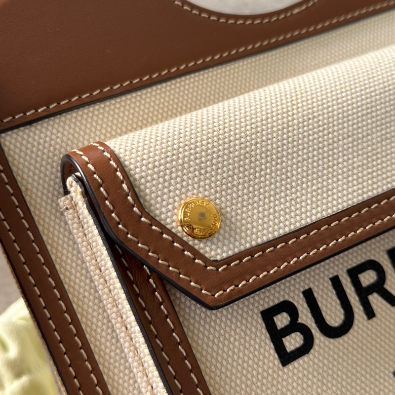 【售】Burberry Pocket Bag(棕框帆布款|附背帶)-2