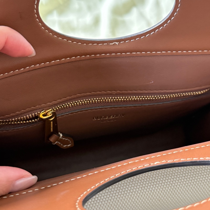 【售】Burberry Pocket Bag(棕框帆布款|附背帶)-3