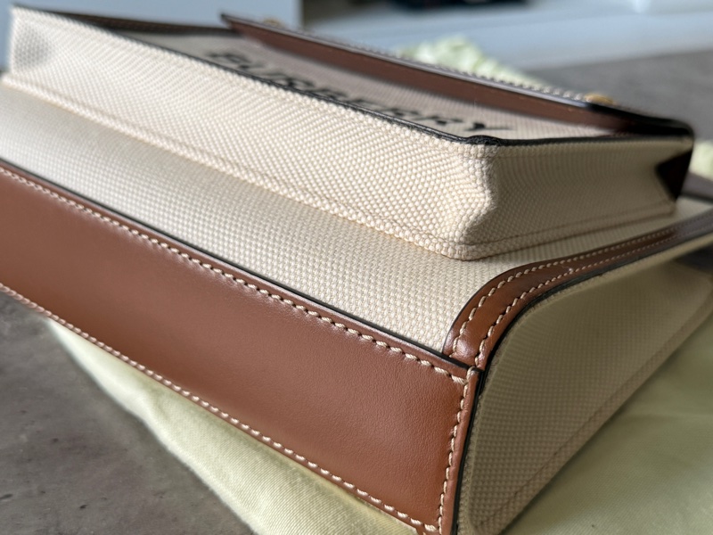【售】Burberry Pocket Bag(棕框帆布款|附背帶)-8
