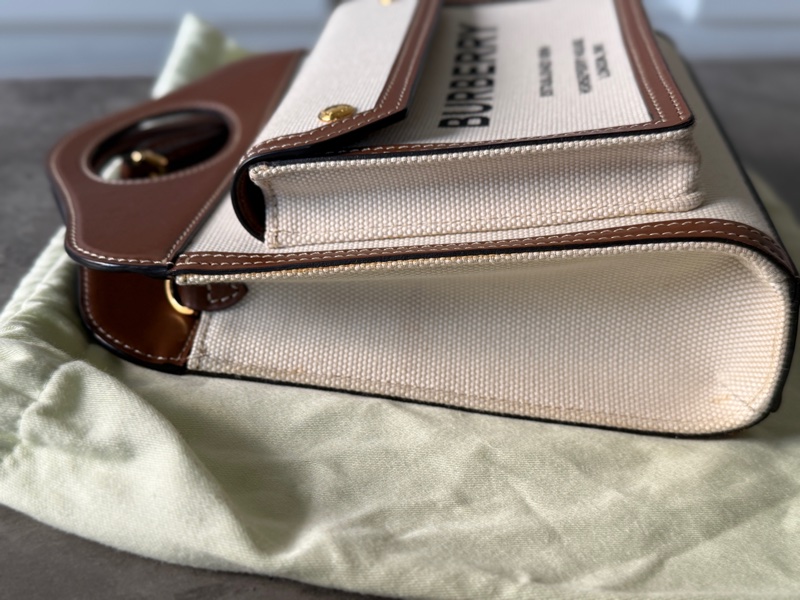 【售】Burberry Pocket Bag(棕框帆布款|附背帶)-10