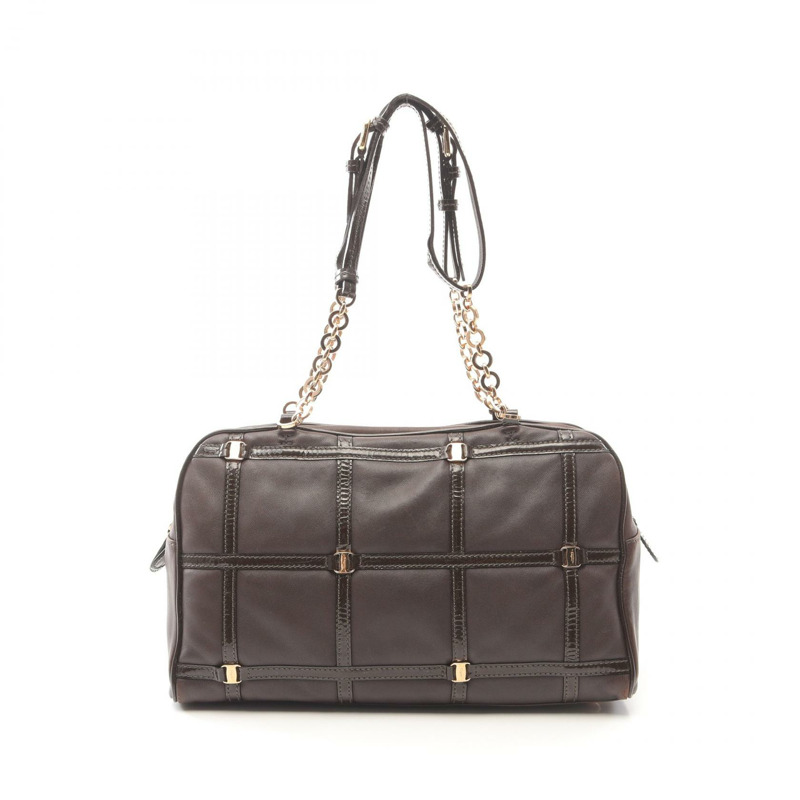 Salvatore Ferragamo Vara 肩背包 21 C800 漆皮 棕色 二手 GHW-0