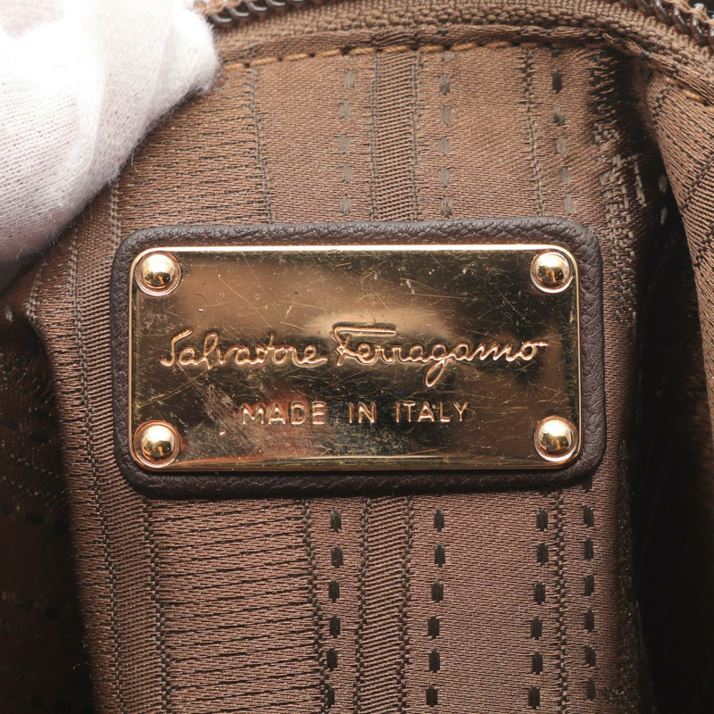 Salvatore Ferragamo Vara 肩背包 21 C800 漆皮 棕色 二手 GHW-3