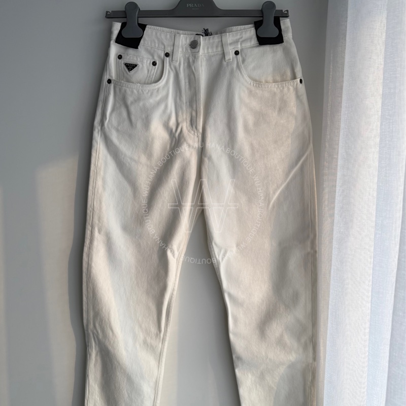 🖤Prada白色九分牛仔褲/Prada白色牛仔褲/Prada牛仔褲（白/九分/GFP497)🖤無花果精品-0
