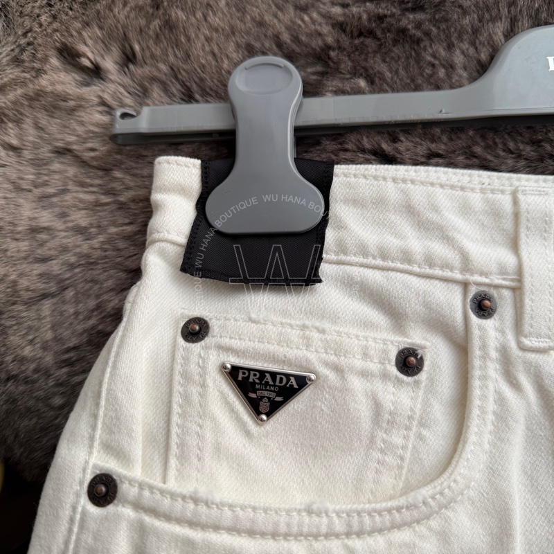 🖤Prada白色九分牛仔褲/Prada白色牛仔褲/Prada牛仔褲（白/九分/GFP497)🖤無花果精品-4