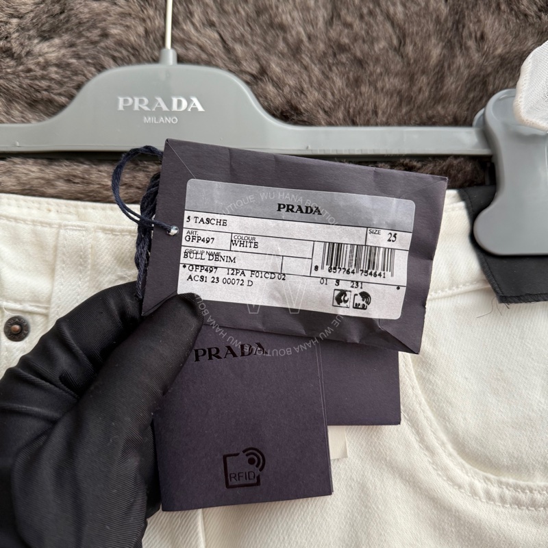 🖤Prada白色九分牛仔褲/Prada白色牛仔褲/Prada牛仔褲（白/九分/GFP497)🖤無花果精品-8