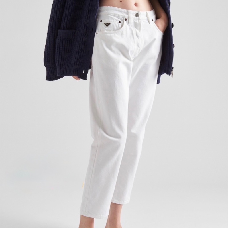 🖤Prada白色九分牛仔褲/Prada白色牛仔褲/Prada牛仔褲（白/九分/GFP497)🖤無花果精品-9