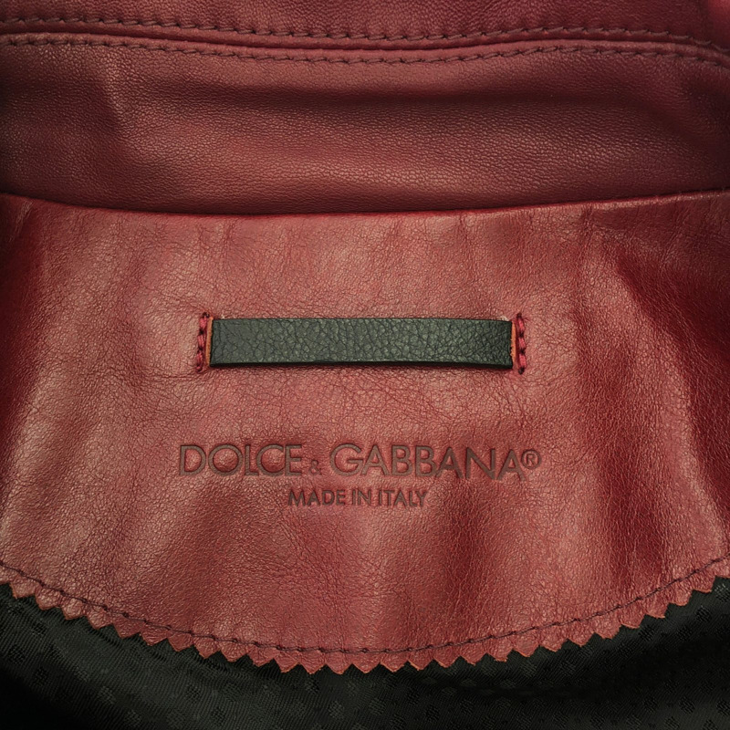 DOLCE & GABBANA 夾克 皮革 牛仔 小羊皮(羊皮) 紅色 二手 男式-4