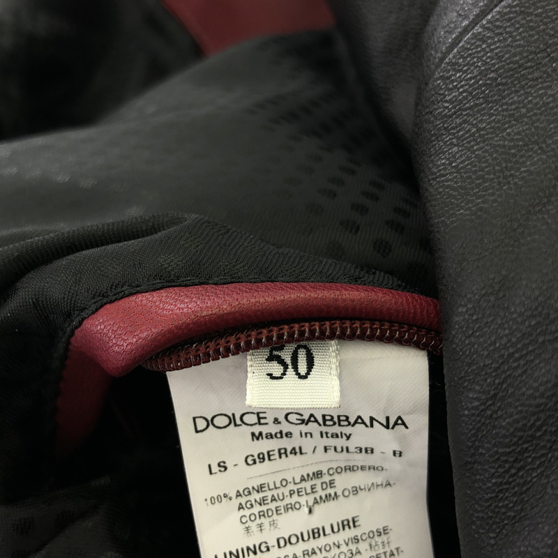 DOLCE & GABBANA 夾克 皮革 牛仔 小羊皮(羊皮) 紅色 二手 男式-5