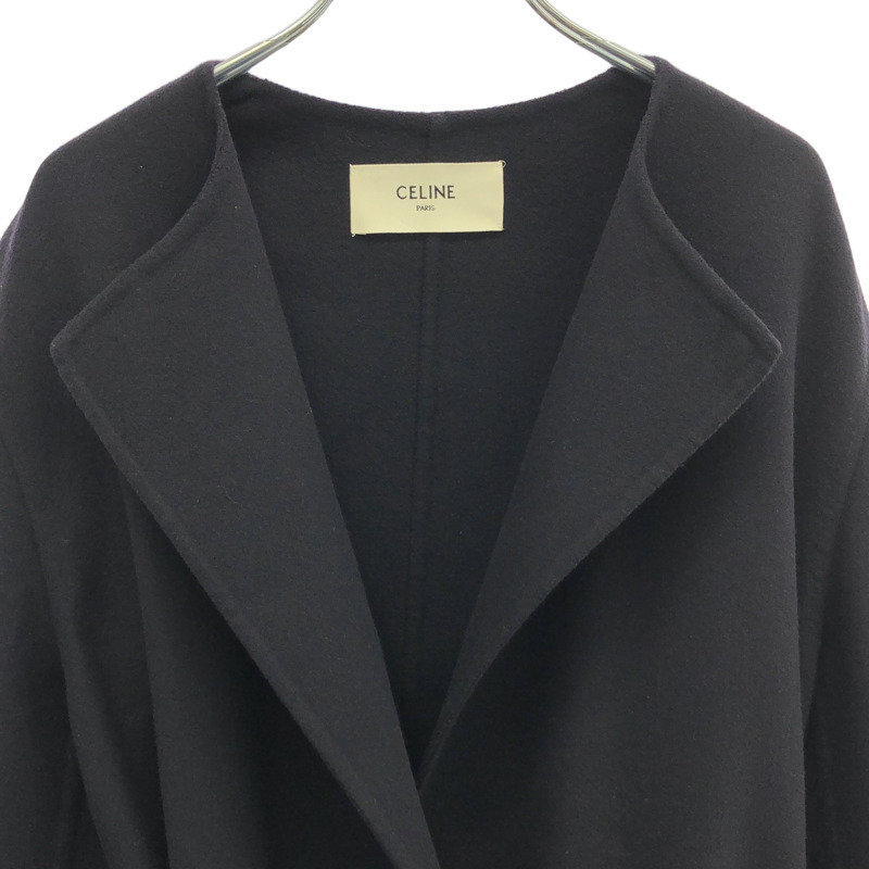 CELINE 羊絨大衣配腰帶 其他大衣 羊絨 海軍藍 二手 女款-2