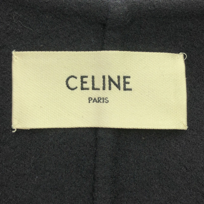 CELINE 羊絨大衣配腰帶 其他大衣 羊絨 海軍藍 二手 女款-4