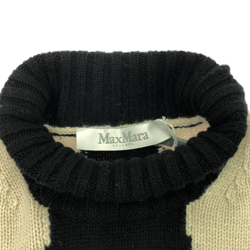 MAX MARA 針織洋裝 黑色 淺米色 洋裝 羊毛 黑色 二手 女款-9