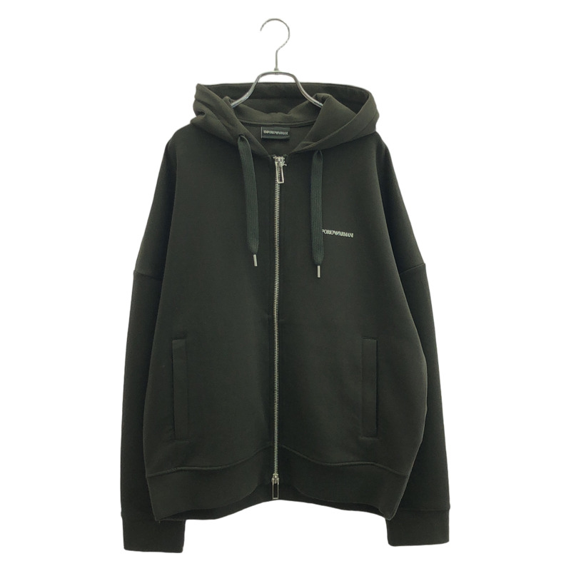 Emporio Armani 拉鍊連帽衫 棉質連帽衫 綠色 二手 男士-0