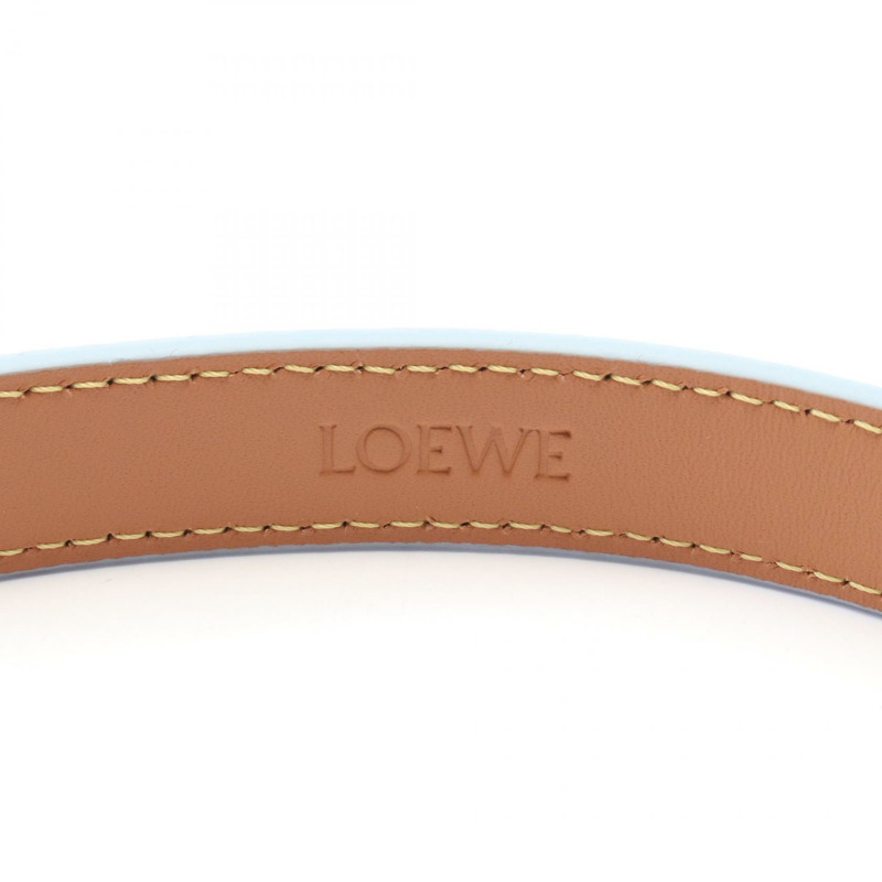 LOEWE 字母組合腰帶 皮革 藍色 二手 女士-3