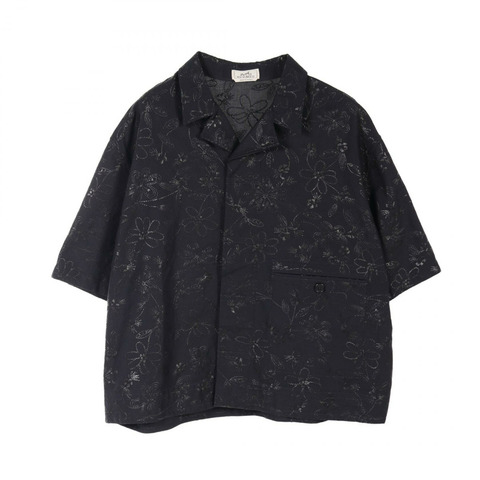 HERMES 短袖外套襯衫 Oxford Fleur Technique #58 棉質海軍藍 二手