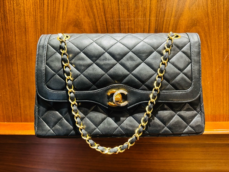 Chanel 香奈兒 老香 Vintage 巴黎限定鴛鴦釦CF金鍊包-0