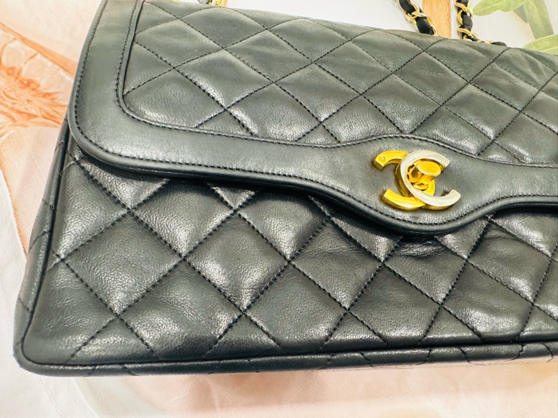 Chanel 香奈兒 老香 Vintage 巴黎限定鴛鴦釦CF金鍊包-3