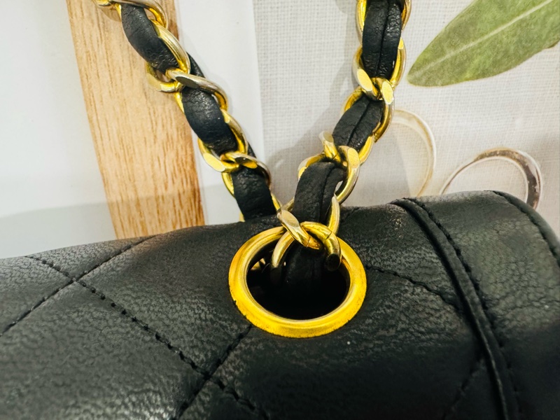 Chanel 香奈兒 老香 Vintage 巴黎限定鴛鴦釦CF金鍊包-10