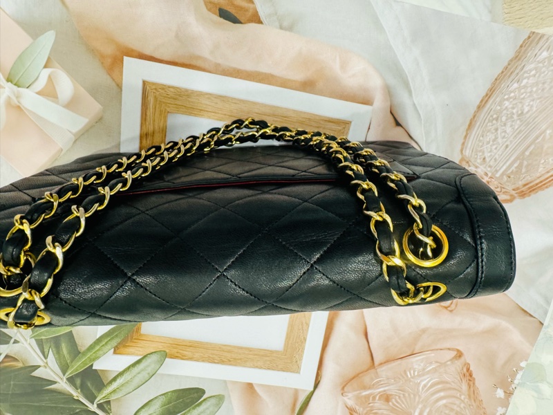 Chanel 香奈兒 老香 Vintage 巴黎限定鴛鴦釦CF金鍊包-11