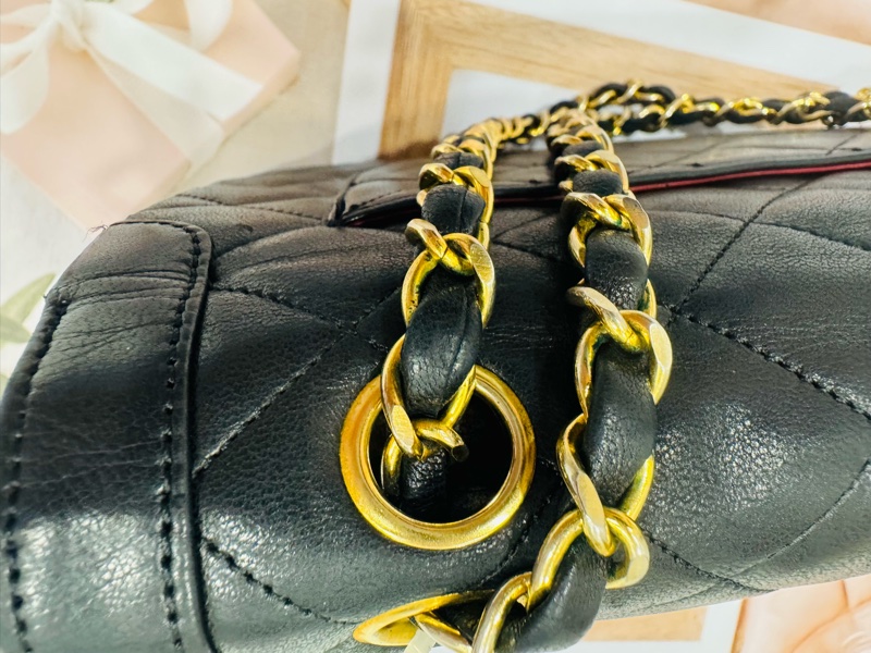 Chanel 香奈兒 老香 Vintage 巴黎限定鴛鴦釦CF金鍊包-12