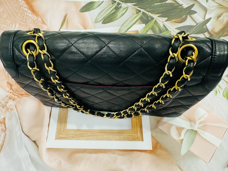 Chanel 香奈兒 老香 Vintage 巴黎限定鴛鴦釦CF金鍊包-15