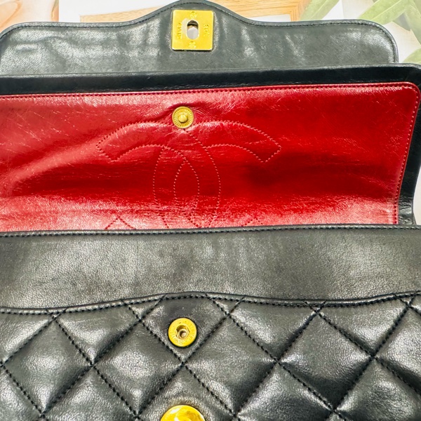 Chanel 香奈兒 老香 Vintage 巴黎限定鴛鴦釦CF金鍊包-48