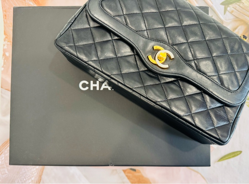 Chanel 香奈兒 老香 Vintage 巴黎限定鴛鴦釦CF金鍊包-49