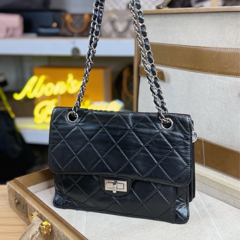 CHANEL vintage方形黑銀2.55釦多層鏈包/特別版🖤超實用空間-1