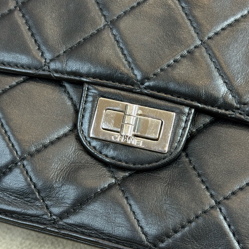 CHANEL vintage方形黑銀2.55釦多層鏈包/特別版🖤超實用空間-2