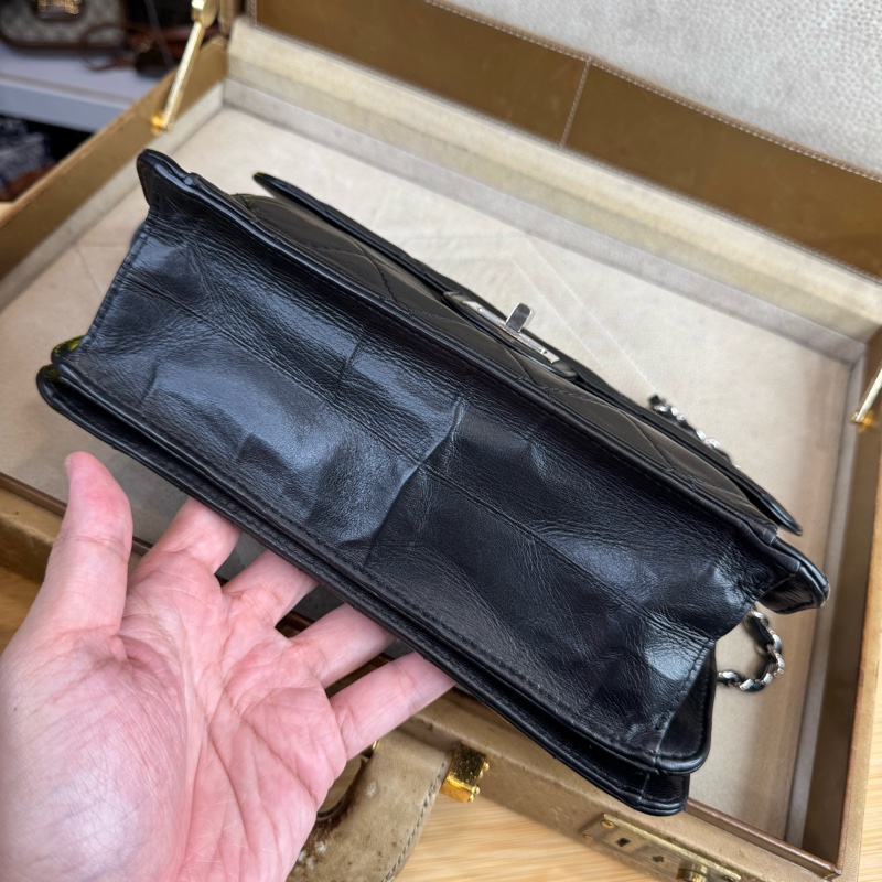 CHANEL vintage方形黑銀2.55釦多層鏈包/特別版🖤超實用空間-7