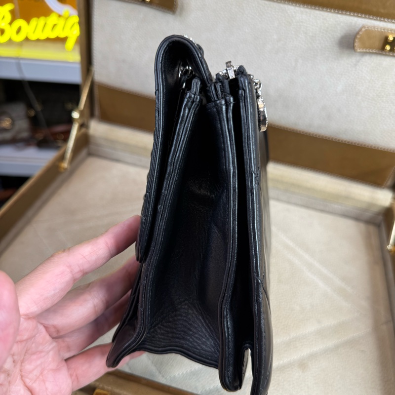 CHANEL vintage方形黑銀2.55釦多層鏈包/特別版🖤超實用空間-15
