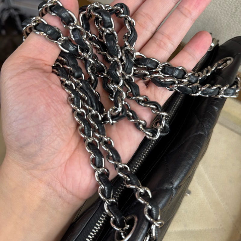 CHANEL vintage方形黑銀2.55釦多層鏈包/特別版🖤超實用空間-19