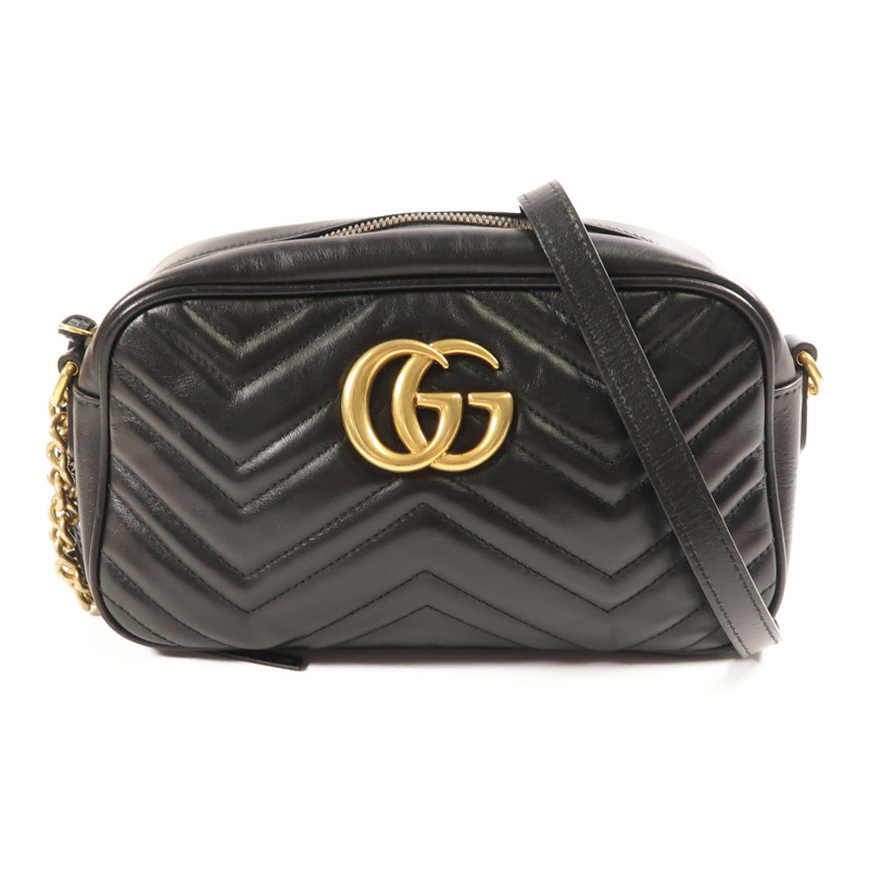 GUCCI 牛皮皮革GG Marmont Small金扣鏈帶肩背袋-0