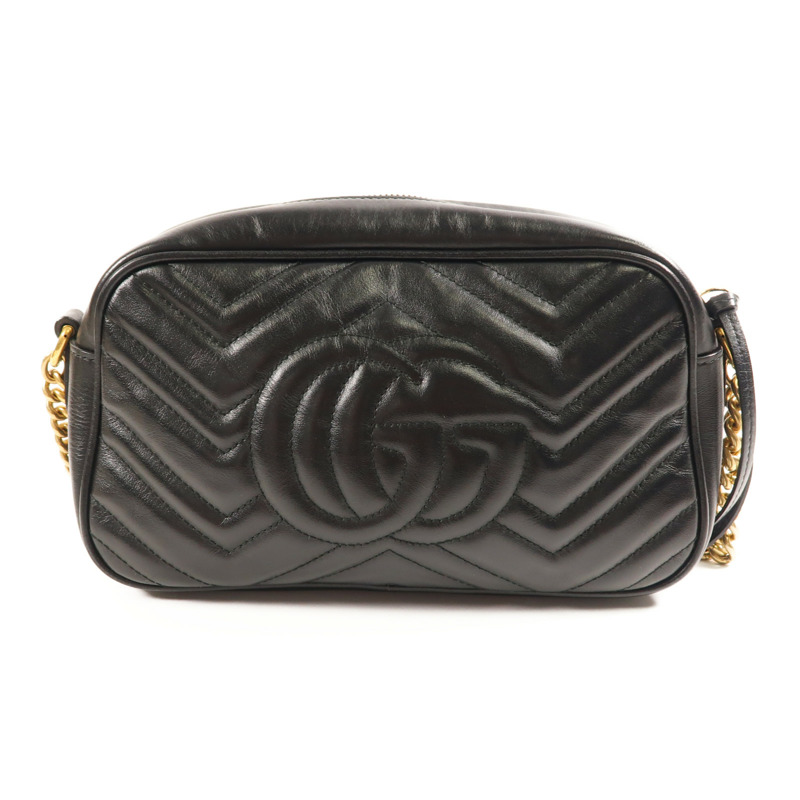 GUCCI 牛皮皮革GG Marmont Small金扣鏈帶肩背袋-1