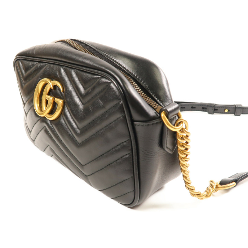 GUCCI 牛皮皮革GG Marmont Small金扣鏈帶肩背袋-2