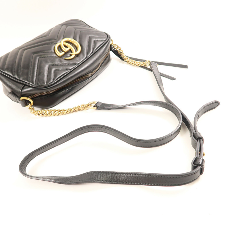 GUCCI 牛皮皮革GG Marmont Small金扣鏈帶肩背袋-8