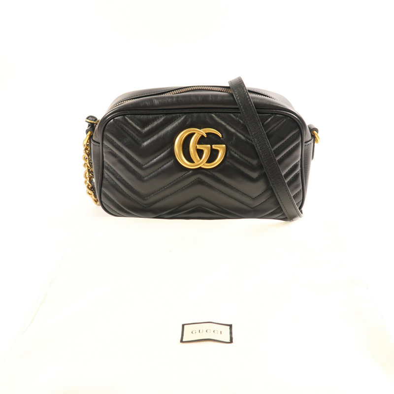 GUCCI 牛皮皮革GG Marmont Small金扣鏈帶肩背袋-9
