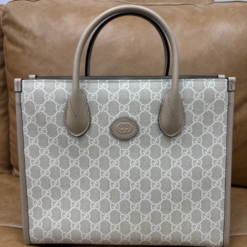 Gucci small tote bag with Interlocking G - oatmeal-1