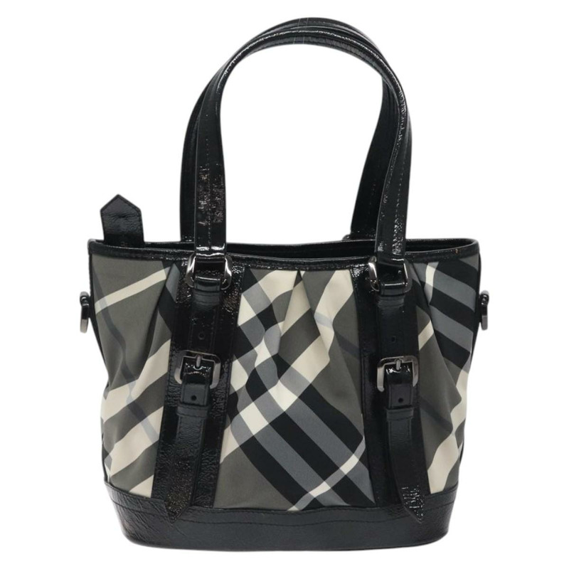【日本直送】BURBERRY Nova 格紋手提包 尼龍 黑色 正品 am8192-1