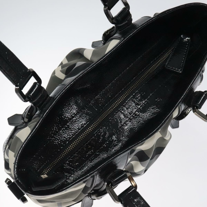 【日本直送】BURBERRY Nova 格紋手提包 尼龍 黑色 正品 am8192-5