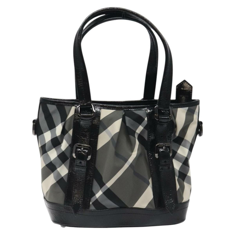 【日本直送】BURBERRY Nova 格紋手提包 尼龍 黑色 正品 am8192-12