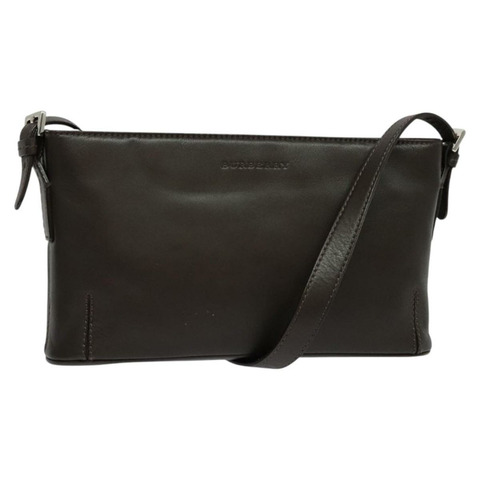 BURBERRY 單肩包 皮革 棕色 銀色 正品 am8212