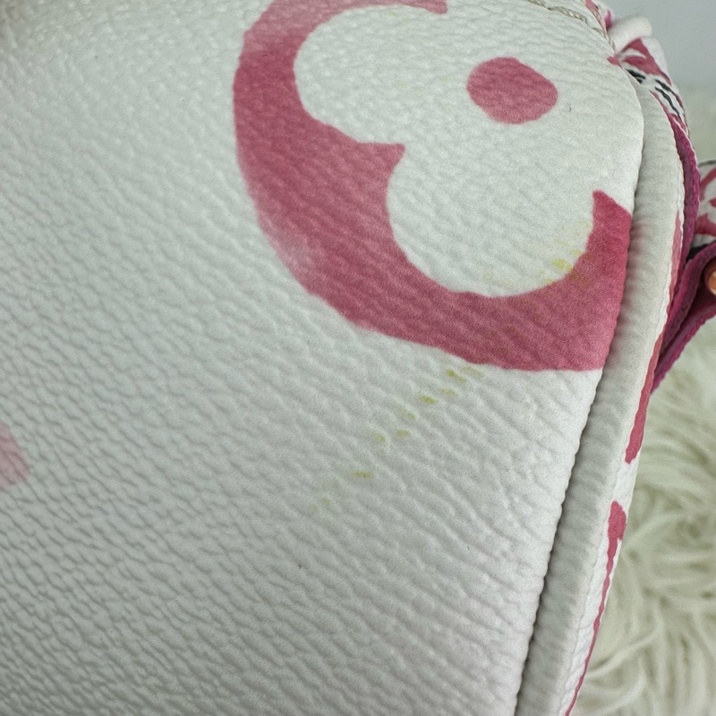 LV 夏日限定白粉色水彩Speedy 25 晶片款 手提斜肩包-8