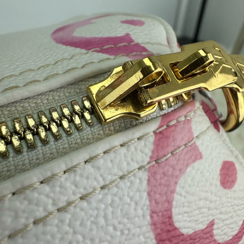 LV 夏日限定白粉色水彩Speedy 25 晶片款 手提斜肩包-11
