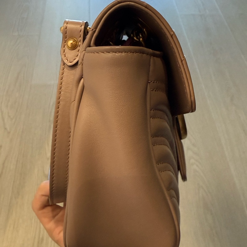 GUCCI GG MARMONT系列 粉藕色 中號 肩背包-6